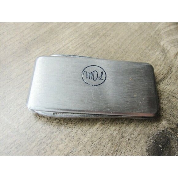 Money Clip Stainless Steel Monogrammed "MDL" Cash ID Holder Knife File - Picture 2 of 7